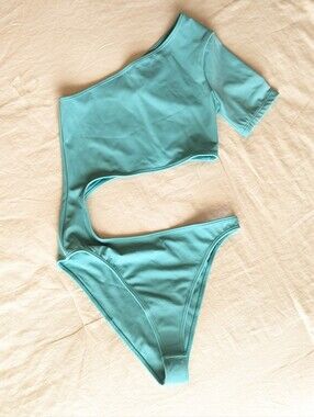 Alo Yoga Wave One Piece Asymmetrical Swimsuit - Ocean Teal sz XS